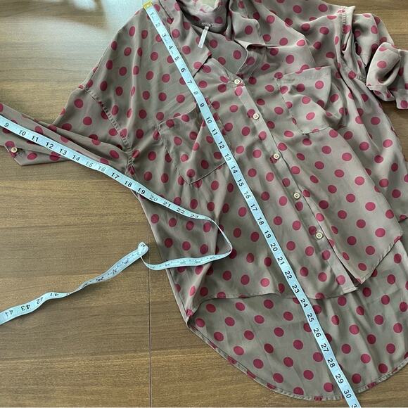 Free People | Women’s Easy Rider Copper Brown Button Down Blouse Polka Dot Shirt - Picture 10 of 10
